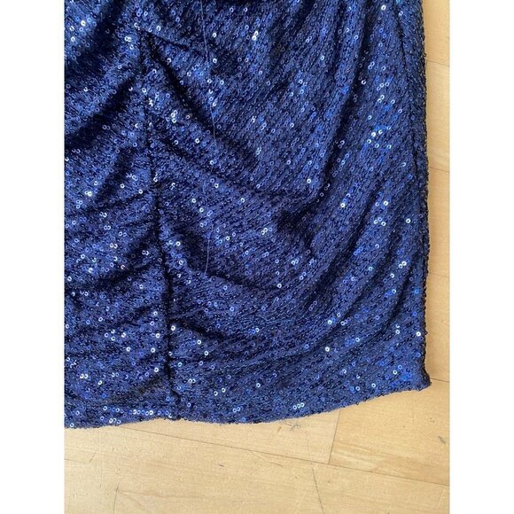 2nd Day NEW women Navy Blue sequin pencil skirt sz 36 (Small) BNWT ruched - Picture 4 of 9